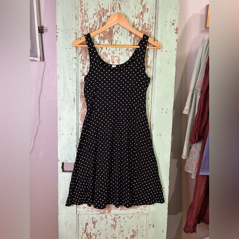 Old Navy Black and White Polka Dot Midi Dress